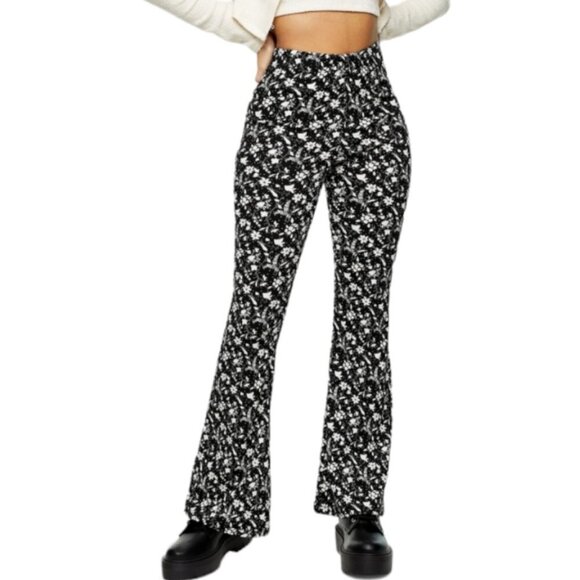 Topshop Floral Print Flared Pants - Picture 1 of 7